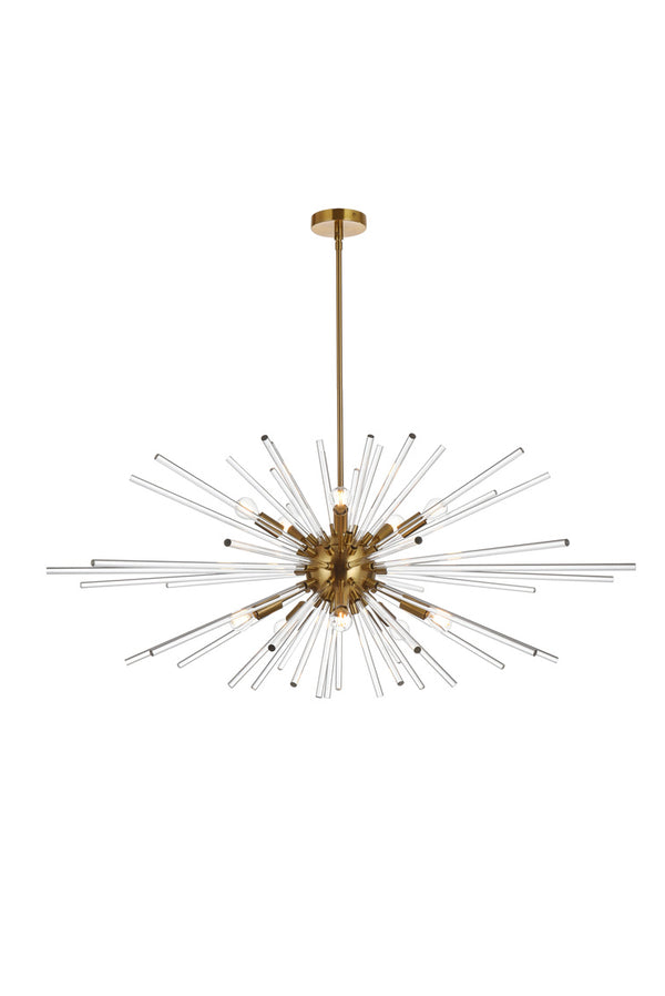 Porto 10 Light 42" Wide Crystal Sputnik Chandelier with Clear Royal Cut Crystals GOLD