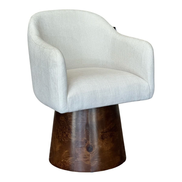 Barolo Ivory Chenille Fabric Swivel Dining Chair