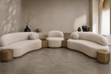 Lunaforma Luxury Sectional Sofa – 7-Piece Curved Sectional in Ivory Bouclé & Brushed Brass