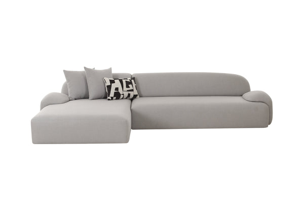 Audra 2pc Grey Boucle Fabric Chaise Sectional. 131"