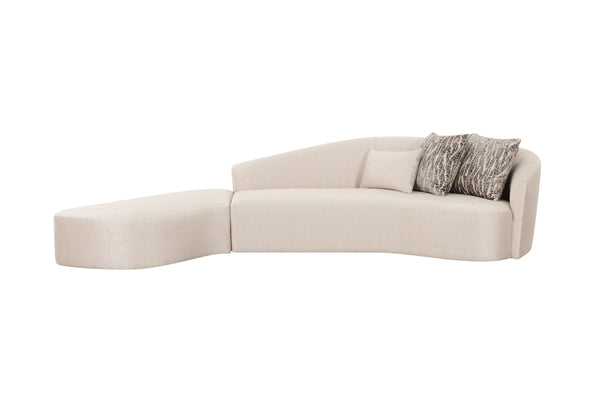 131" Curran 2Pc Sofa Sectional Chaise Lustrous Linen