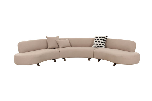 3PC Baudin Tan Boucle Curved Sectional 152"