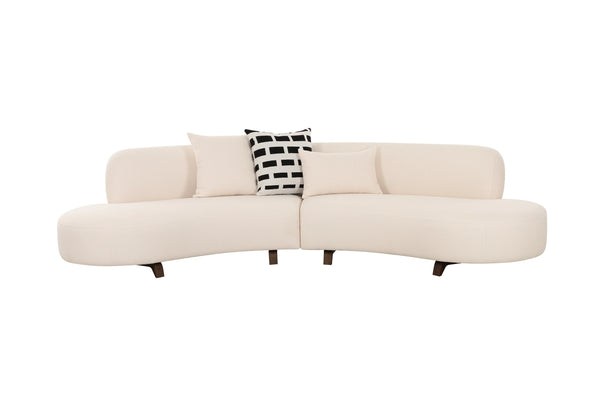 2PC Baudin Cream Boucle Curved Sectional 120"