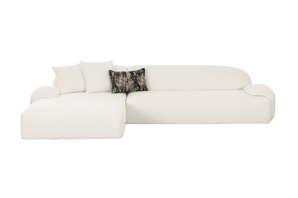 Audra 2pc Cream Boucle Fabric Chaise Sectional. 131"