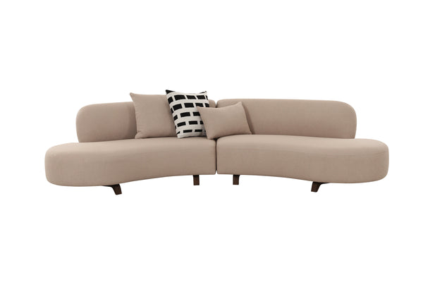 2PC Baudin Tan Boucle Curved Sectional 120"