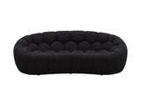 Halo Modern Curved Black Fabric Loveseat