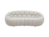 Halo Modern Curved Beige Fabric Loveseat