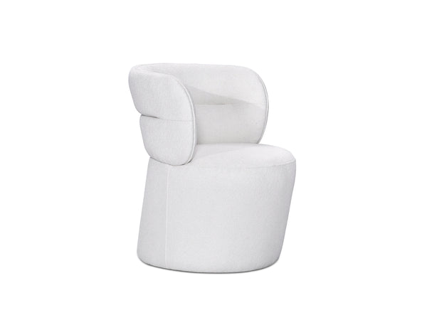 Eclipse Dining chair in Ivory Smooth Boucle.