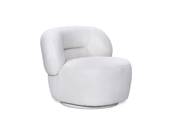 Eclipse Swivel Accent Chair Cream in Smooth Boucle
