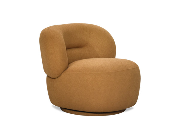 Eclipse Swivel Accent Chair Mustard in Smooth Boucle
