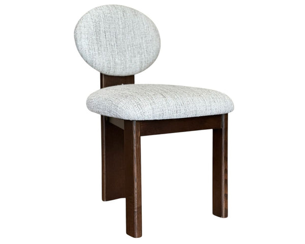 Muse Oatmeal Greige Woven Fabric Dining Chair