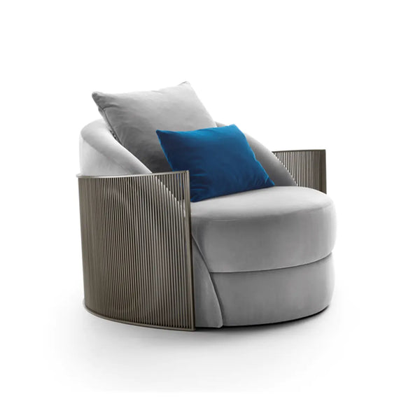 Rozzano  Tan fabric and Brown Leather Accent Chair