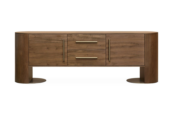 Vicksburg Natural Walnut Buffet Antique Bronze Metal