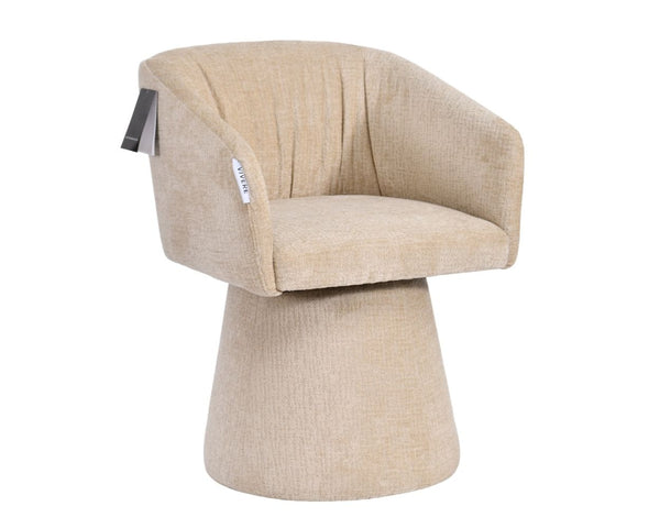 Velora Chenille Upholstered Fabric Swivel Dining Chair – Oatmeal