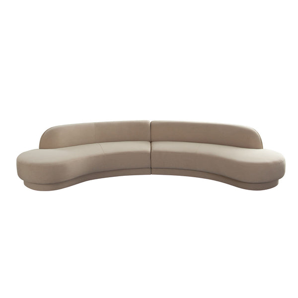 Morgan 2Pc High Perfomance Velvet Curved Sofa Camel