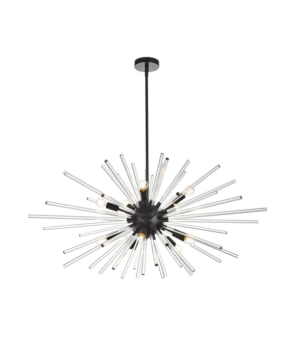 Porto 10 Light 42" Wide Crystal Sputnik Chandelier with Clear Royal Cut Crystals BLACK