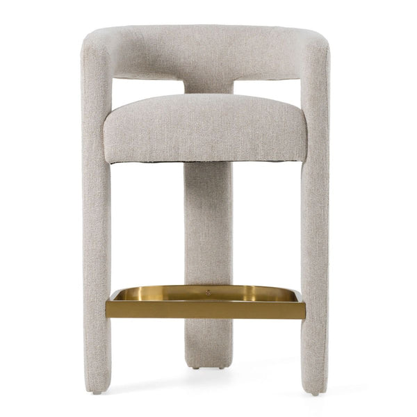Modern Nova Beige Fabric + Brass Counter Chair