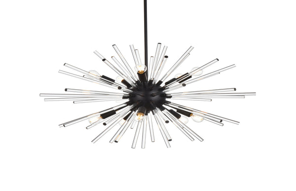 Porto 10 Light 32" Wide Crystal Sputnik Chandelier with Clear Royal Cut Crystals BLACK