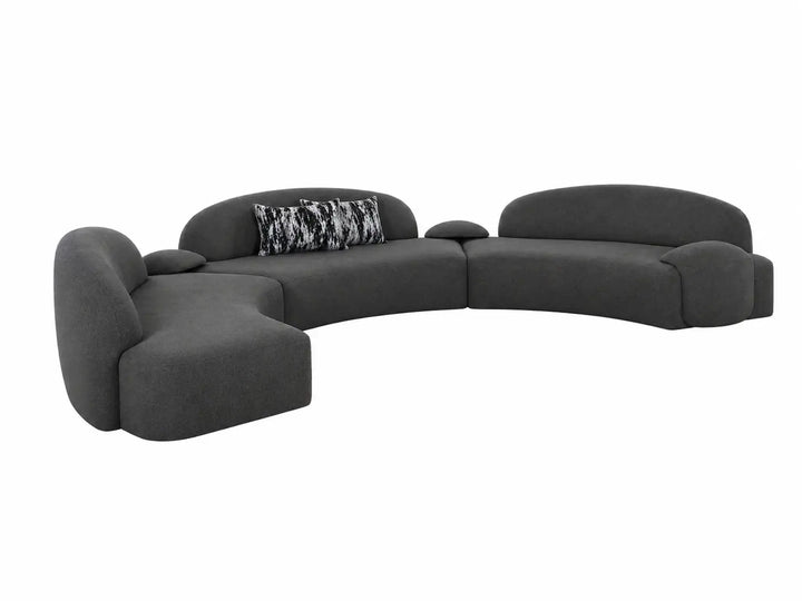 Audra 3PC Charcoal Grey Boucle Fabric Curved Sectional | Modern ...