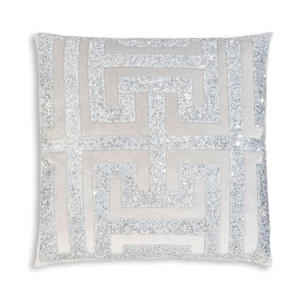 Aurora Grey, Silver Velvet Indoor Decorative Pillow
