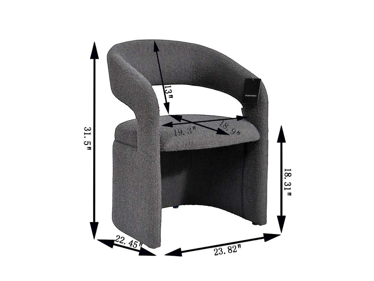 Luzia Gray Bouclé Dining Chair Vivere Signature