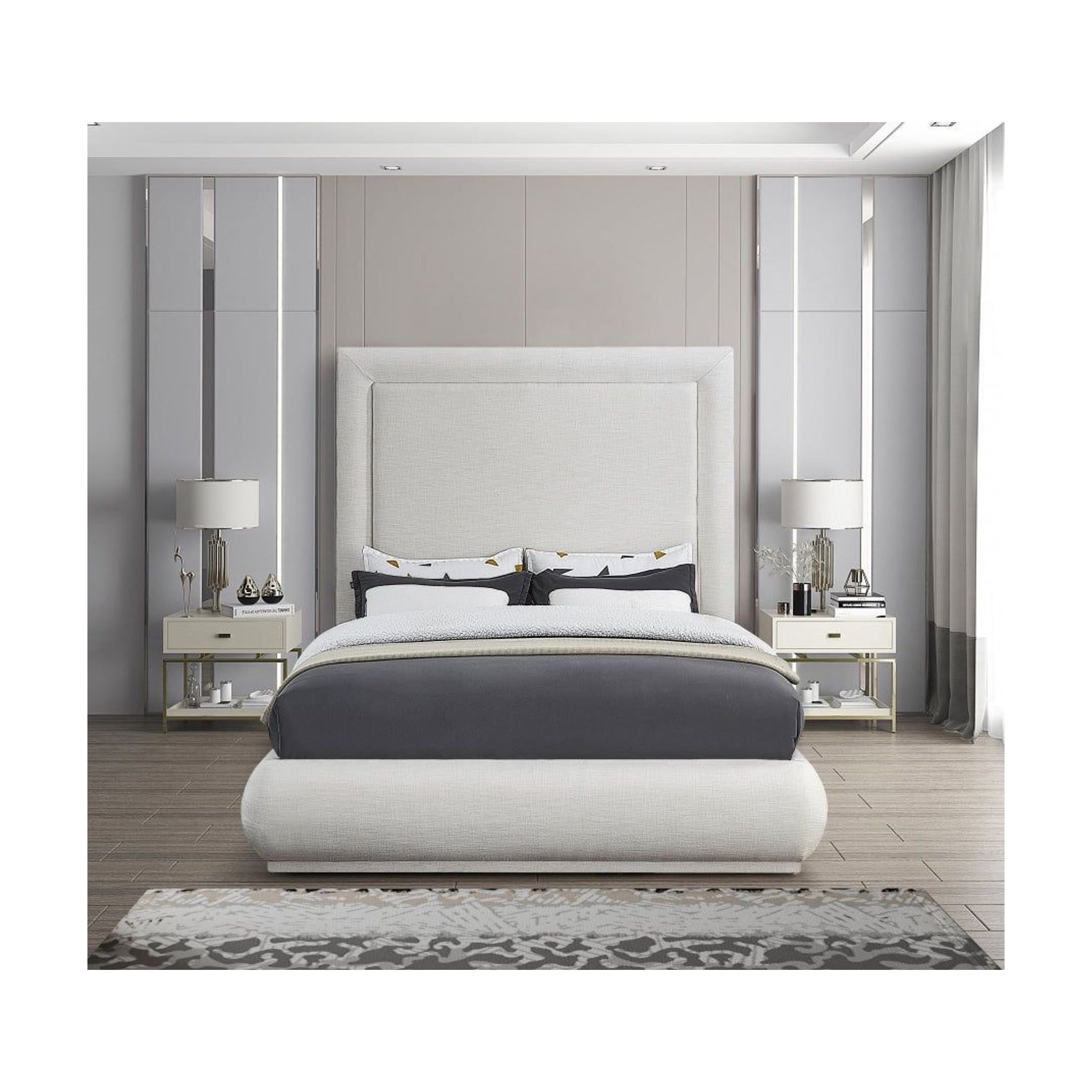 Textured Bed Frame Bakersfield Linen Textured Fabric Bed | Modern Bed Frame – Modern Contempo