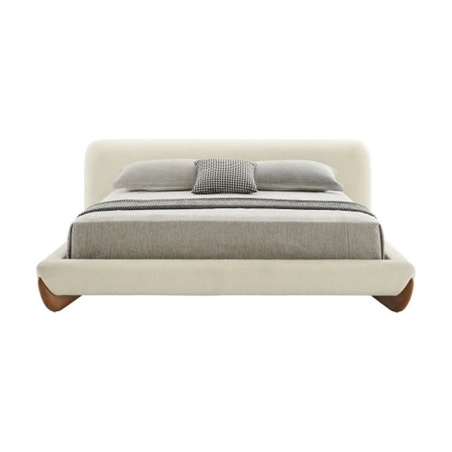 Cascade Contemporary Cream Fabric And Walnut Bed