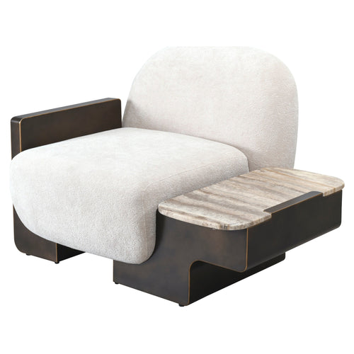 Bellanova Travertine Accent Chair with Integrated Side Table