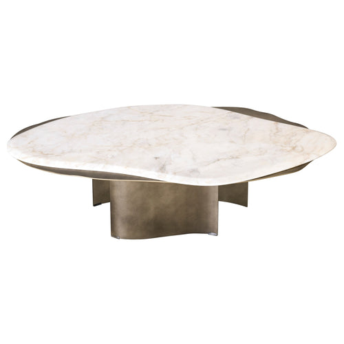 Bellini Polished Ivory Marble Stone Coffee Table