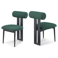 Dalia Green Boucle Fabric Dining Chair - Set Of 2