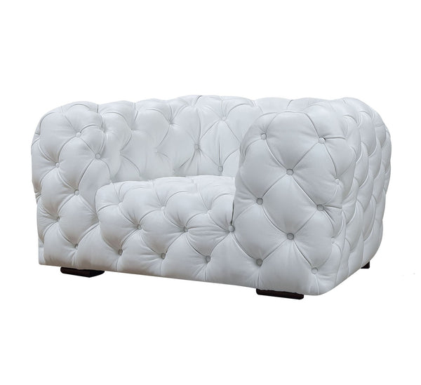 Artemis Transitional White Full Italian Leather Chair