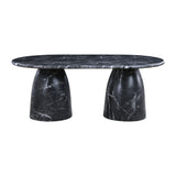 78" Naples Marble Finish Indoor / Outdoor Concrete Dining Table - Black