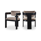 Capri Beige Velvet Upholstered Dining Chair – Black Frame (Set Of 2)