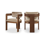 Capri Beige Velvet Upholstered Dining Chair – Walnut Wood Frame (Set Of 2)