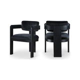 Capri Black Velvet Upholstered Dining Chair – Black Frame (Set Of 2)