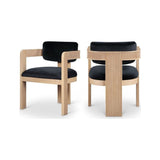 Capri Black Velvet Upholstered Dining Chair – Natural Wood Frame (Set Of 2)