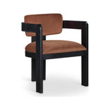 Capri Cognac Velvet Upholstered Dining Chair – Black Frame (Set Of 2)