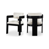Capri Cream Linen Textured Fabric Upholstered Dining Chair – Black Frame (Set Of 2)