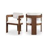 Capri Cream Velvet Upholstered Dining Chair – Walnut Wood Frame (Set Of 2)