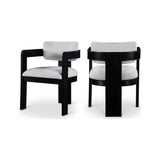 Capri Grey Linen Textured Fabric Upholstered Dining Chair – Black Frame (Set Of 2)