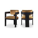 Capri Saddle Velvet Upholstered Dining Chair – Black Frame (Set Of 2)