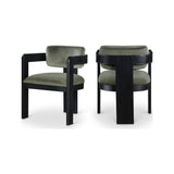 Capri Sage Olive Green Velvet Upholstered Dining Chair – Black Frame (Set Of 2)