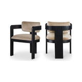 Capri Taupe Velvet Upholstered Dining Chair – Black Frame (Set Of 2)
