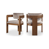 Capri Taupe Velvet Upholstered Dining Chair – Walnut Wood Frame (Set Of 2)