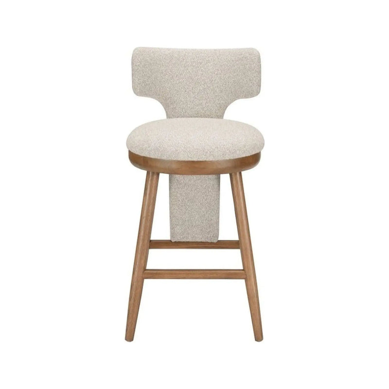 Ember Crest Beige Boucle And Solid Oak Counter Stool