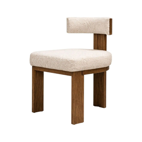 Embrace Sand Upholstered dining chair with walnut base  (Set of 2)