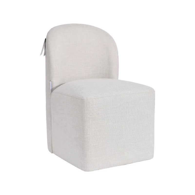Ophira Beige Upholstered Fabric curve Dining Chair With Casters