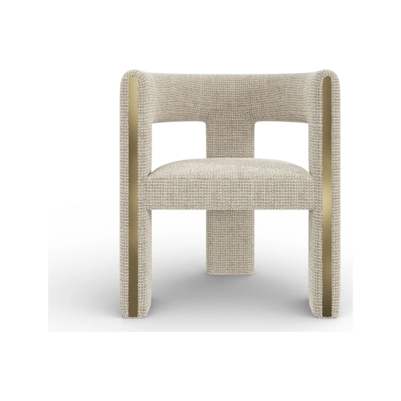 Verve Sculpted Dining Chair – Dune Performance Weave & Brass