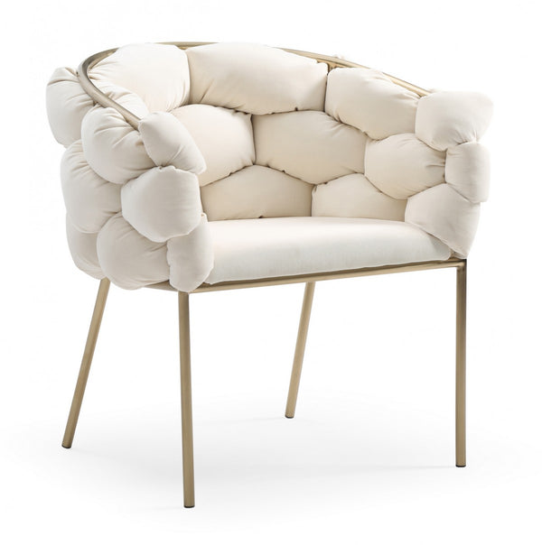Cinzia Off White Velvet/Brushed Brass Dining Chair