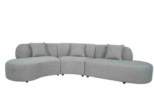 Drift 3Pc Sectional Grey Chenille Fabric